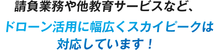請負業むや他教育サービスなど、ドローン活用に幅広くスカイピースは対応しています！